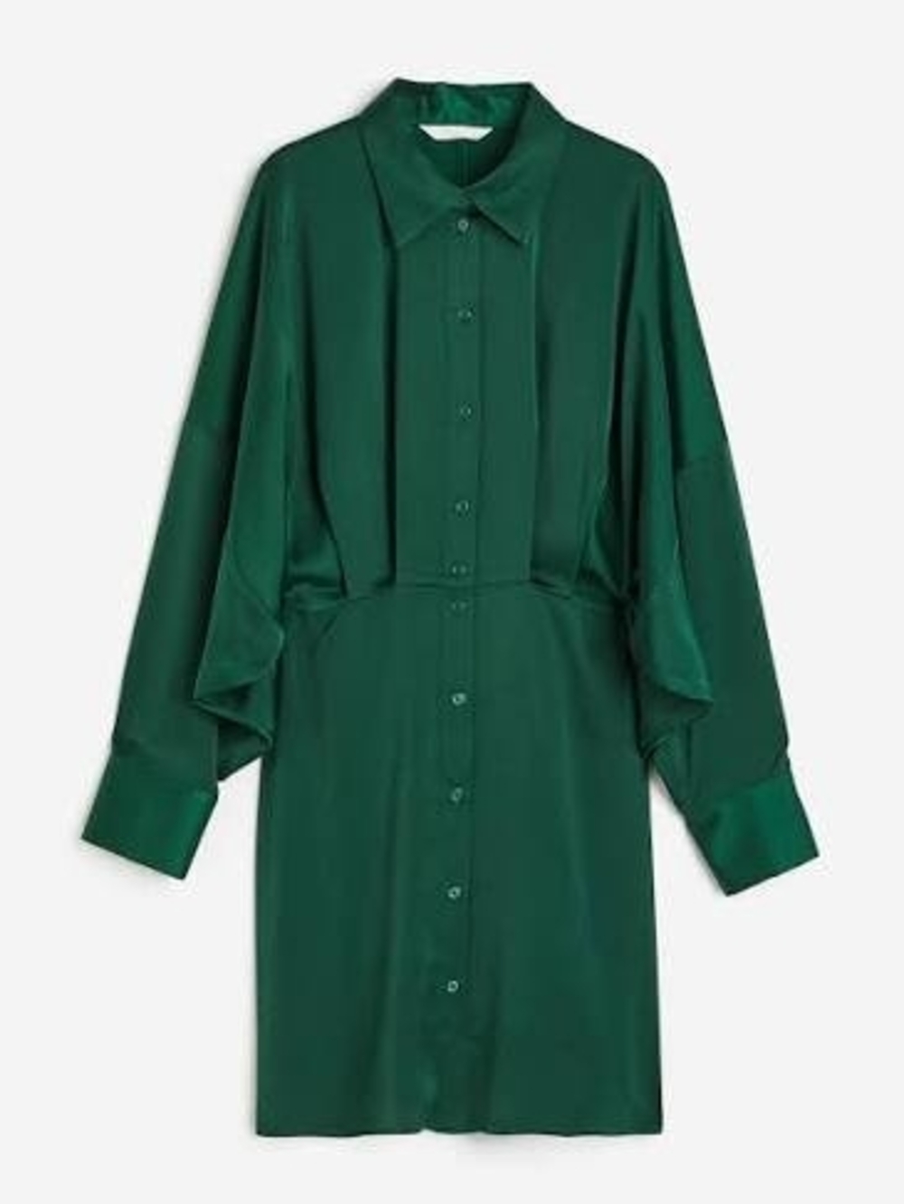 H&M Women's Green Satin Shirt Dress